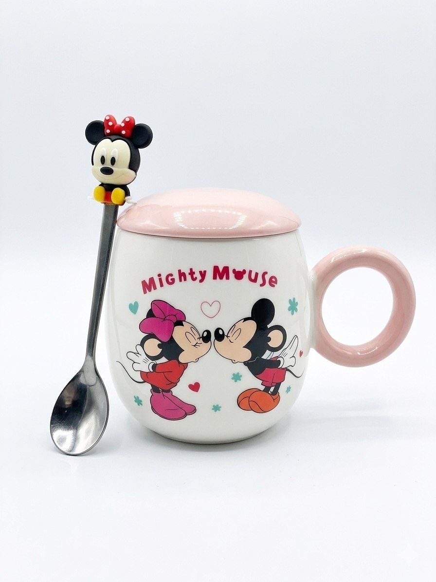 Disney mug with lid and spoon