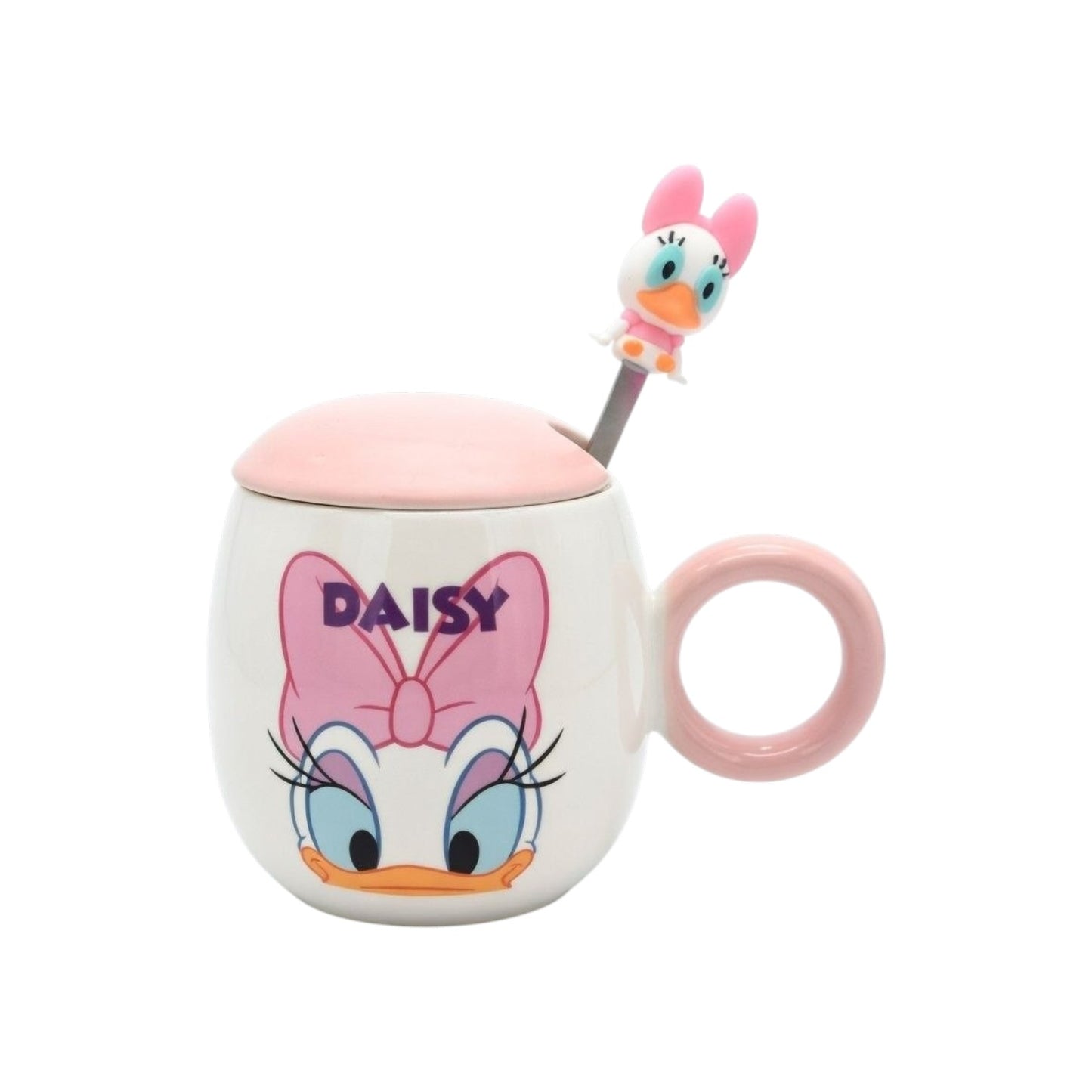 Daisy Duck flip-top cup with lid and spoon