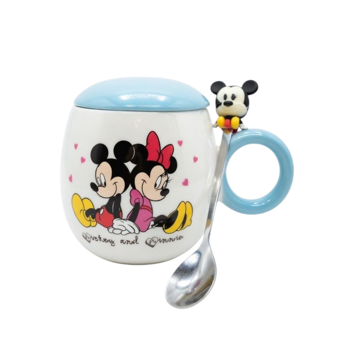 Mickey and Mimi mug with lid and spoon