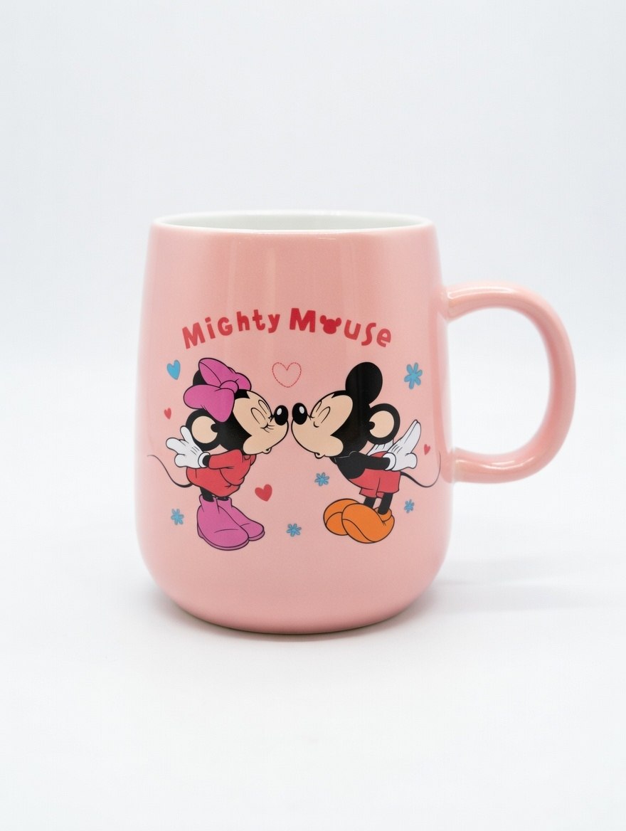 Pink Mickey and Minnie Mouse mug