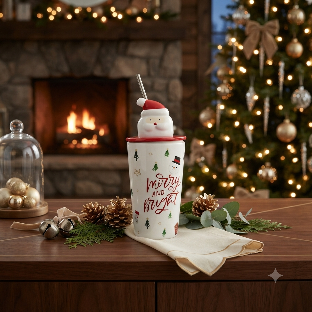 Christmas mug with straw