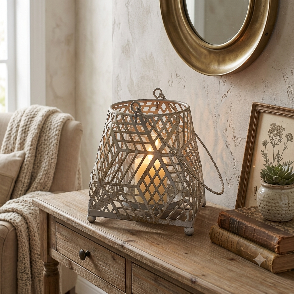 Gray metal candlestick