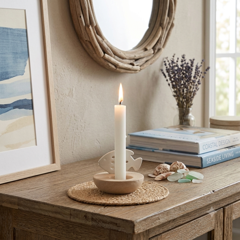 Nautical-style decorative candle holder
