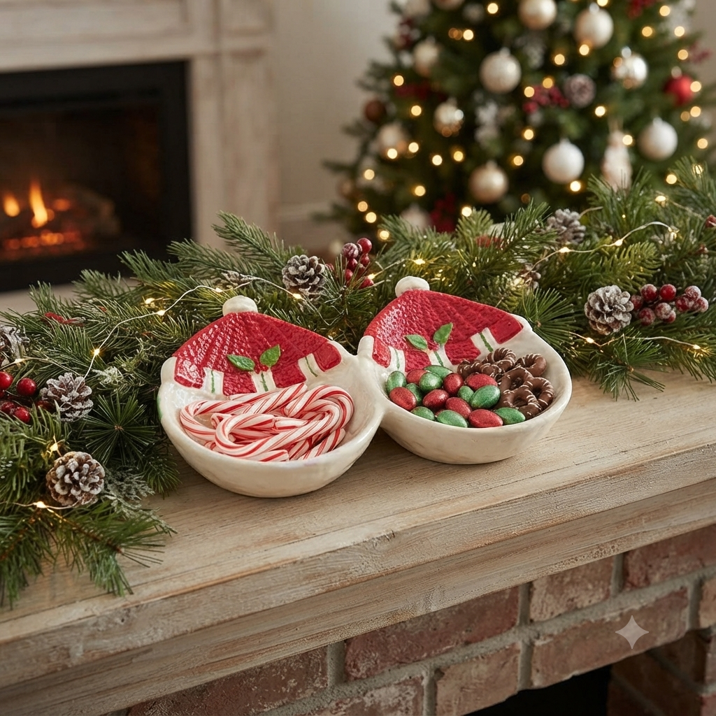 Two layers of Santa's face