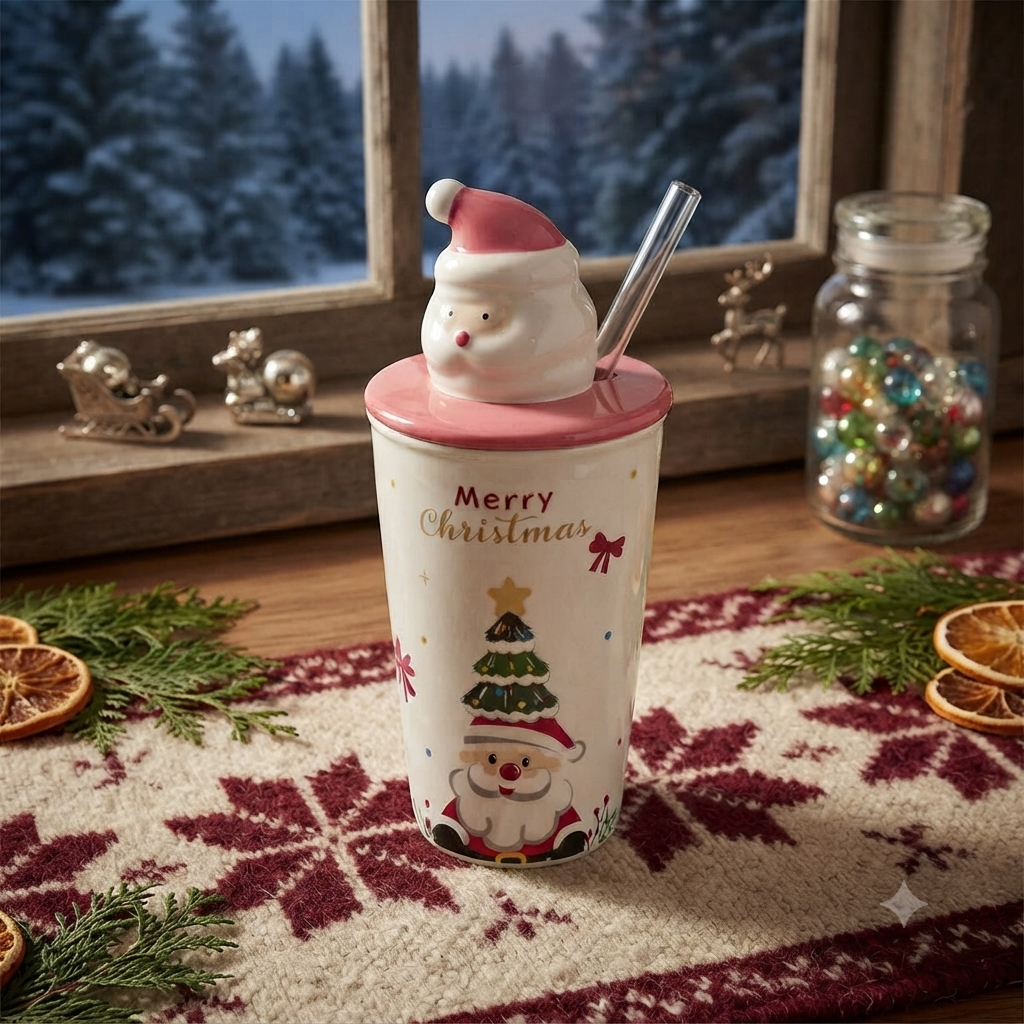 Christmas mug with straw