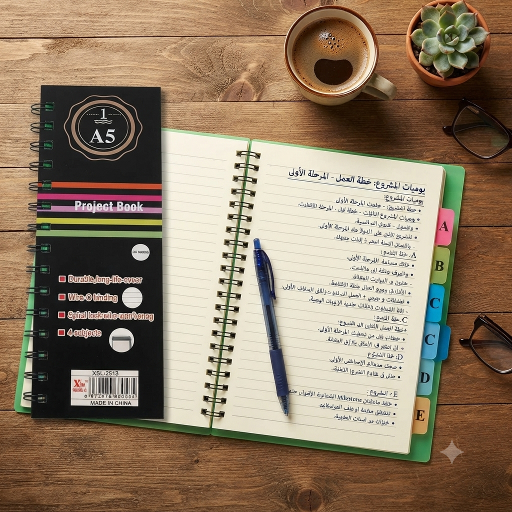 Green spiral notebook