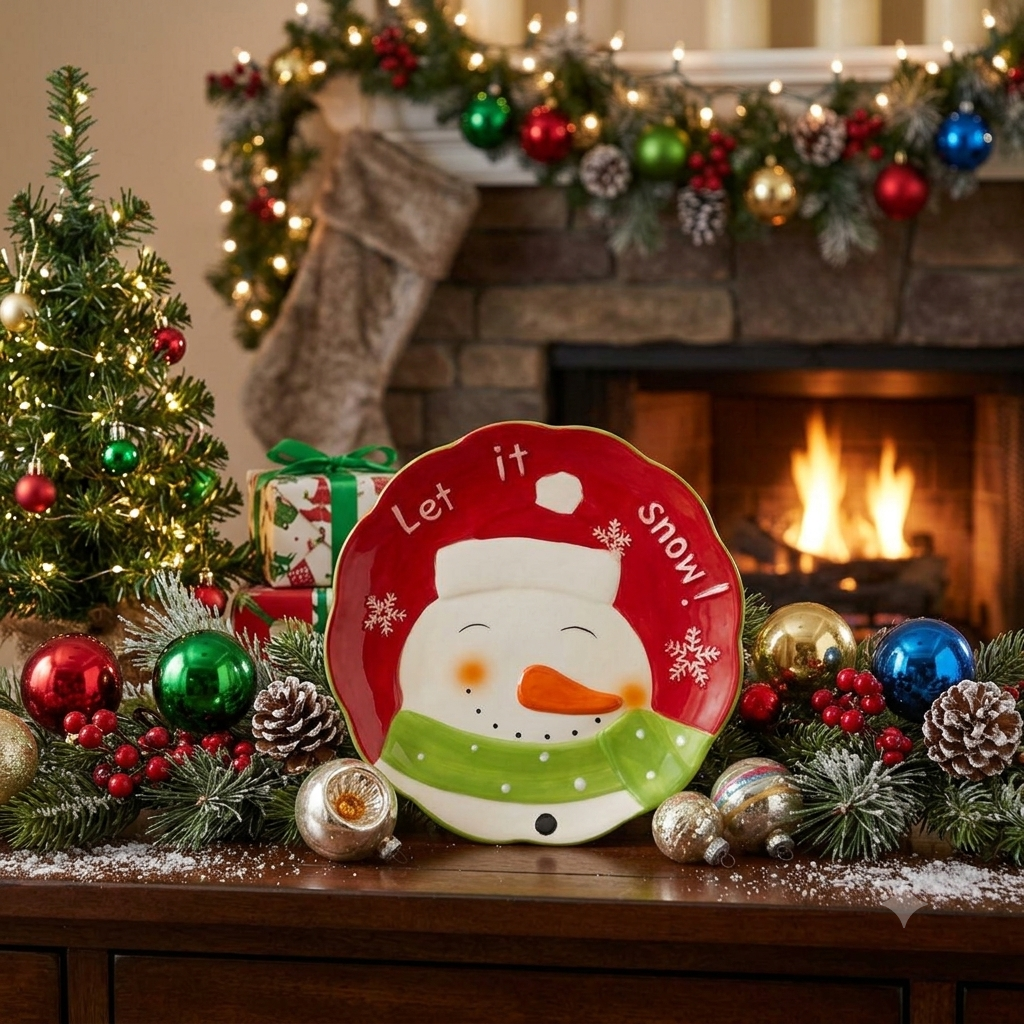 Snowman round plate