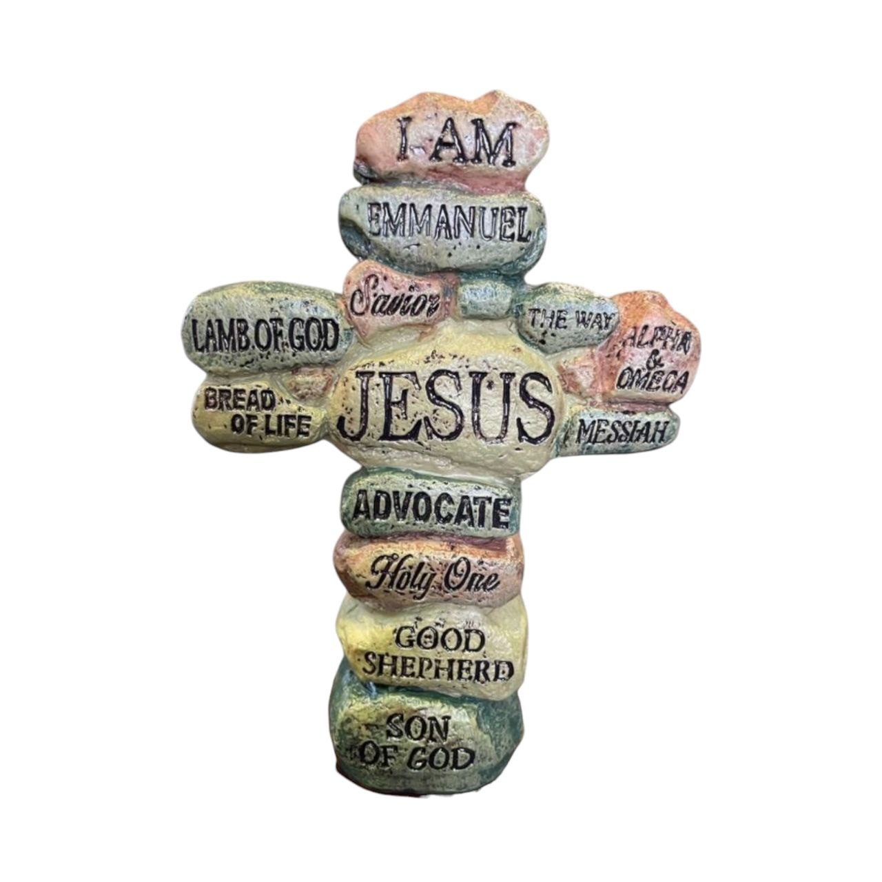 Cross of colored stones Jesus