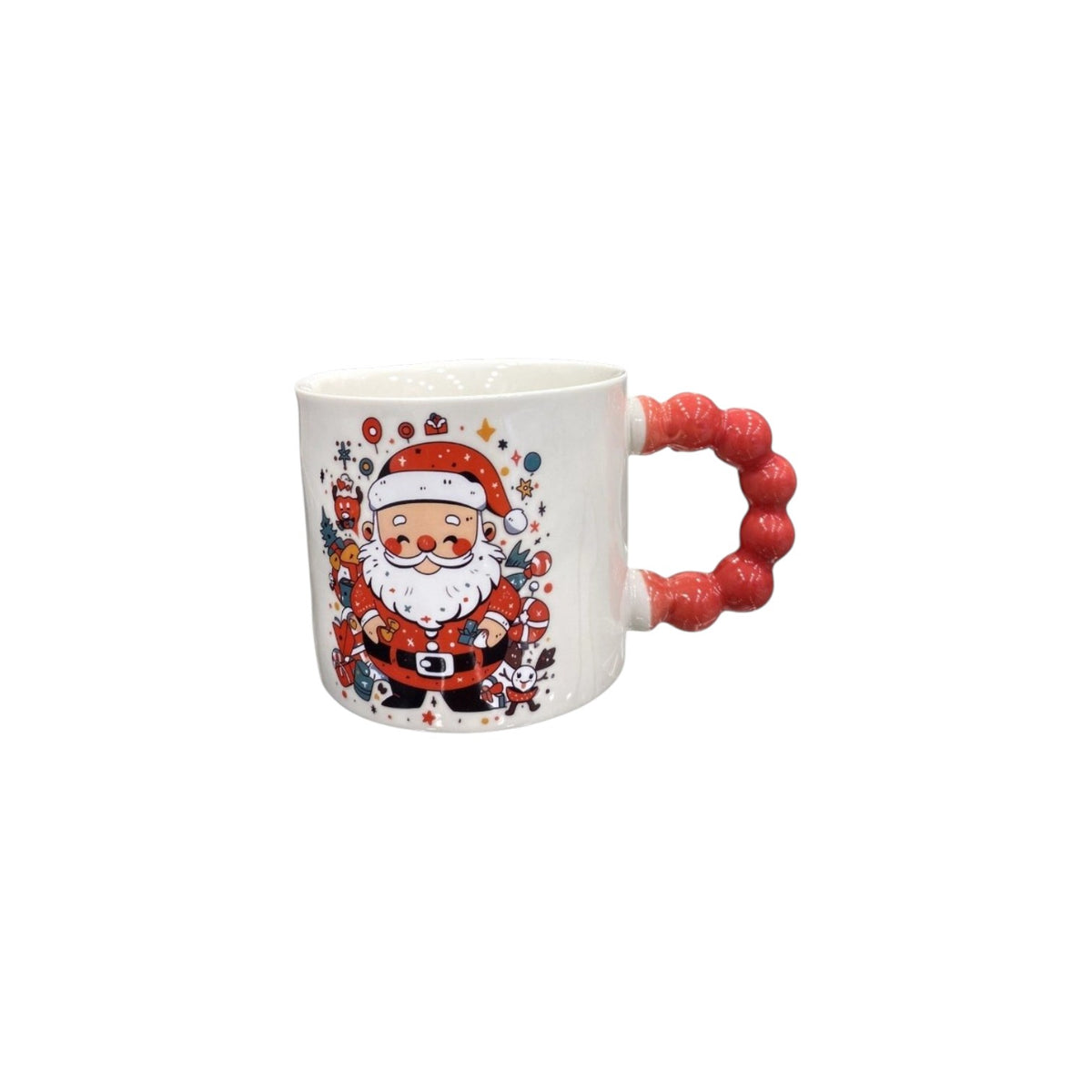 Christmas mug with a round handle