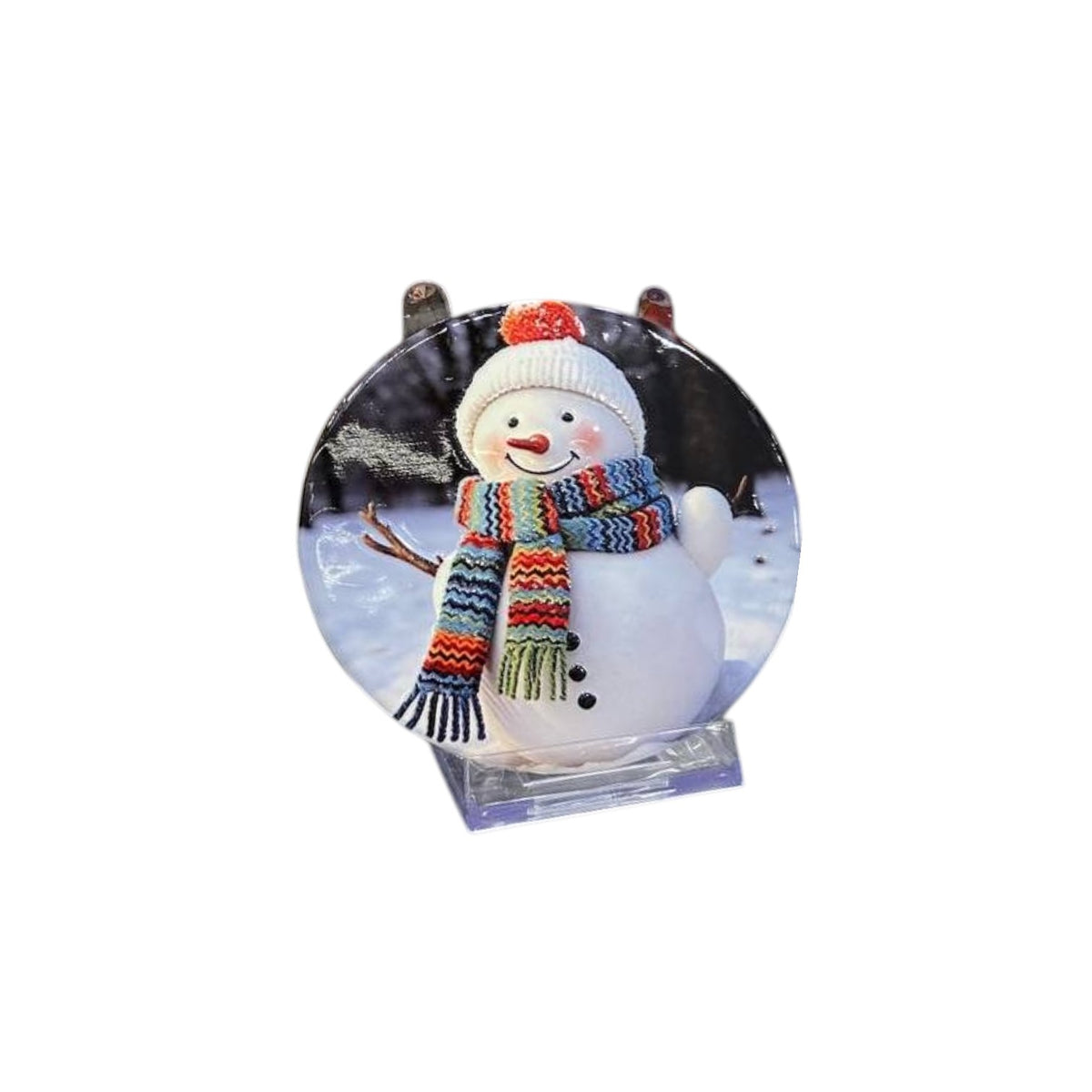 Round ceramic snowman coaster