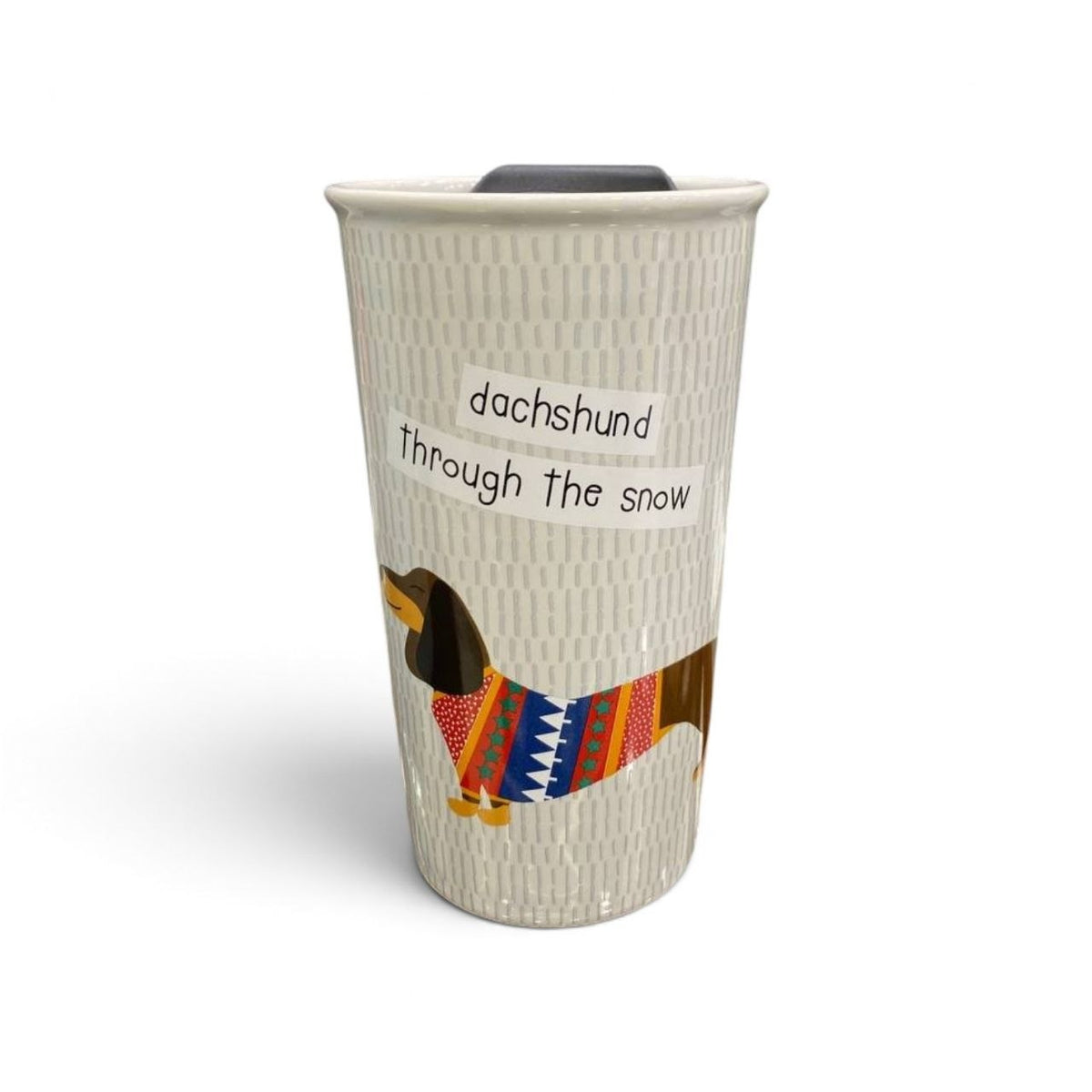 Ceramic mug with silicone lid