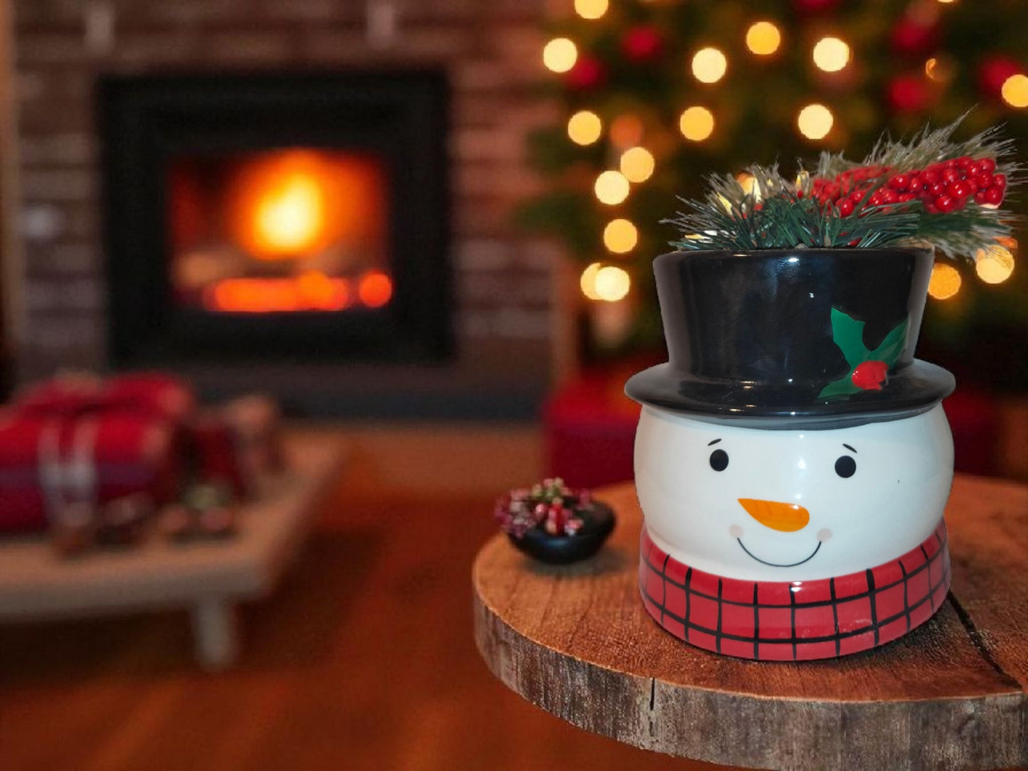 Snowman vase for plants Ceramic