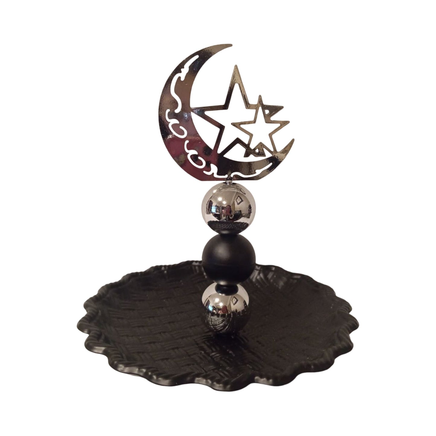 black metal serving dish