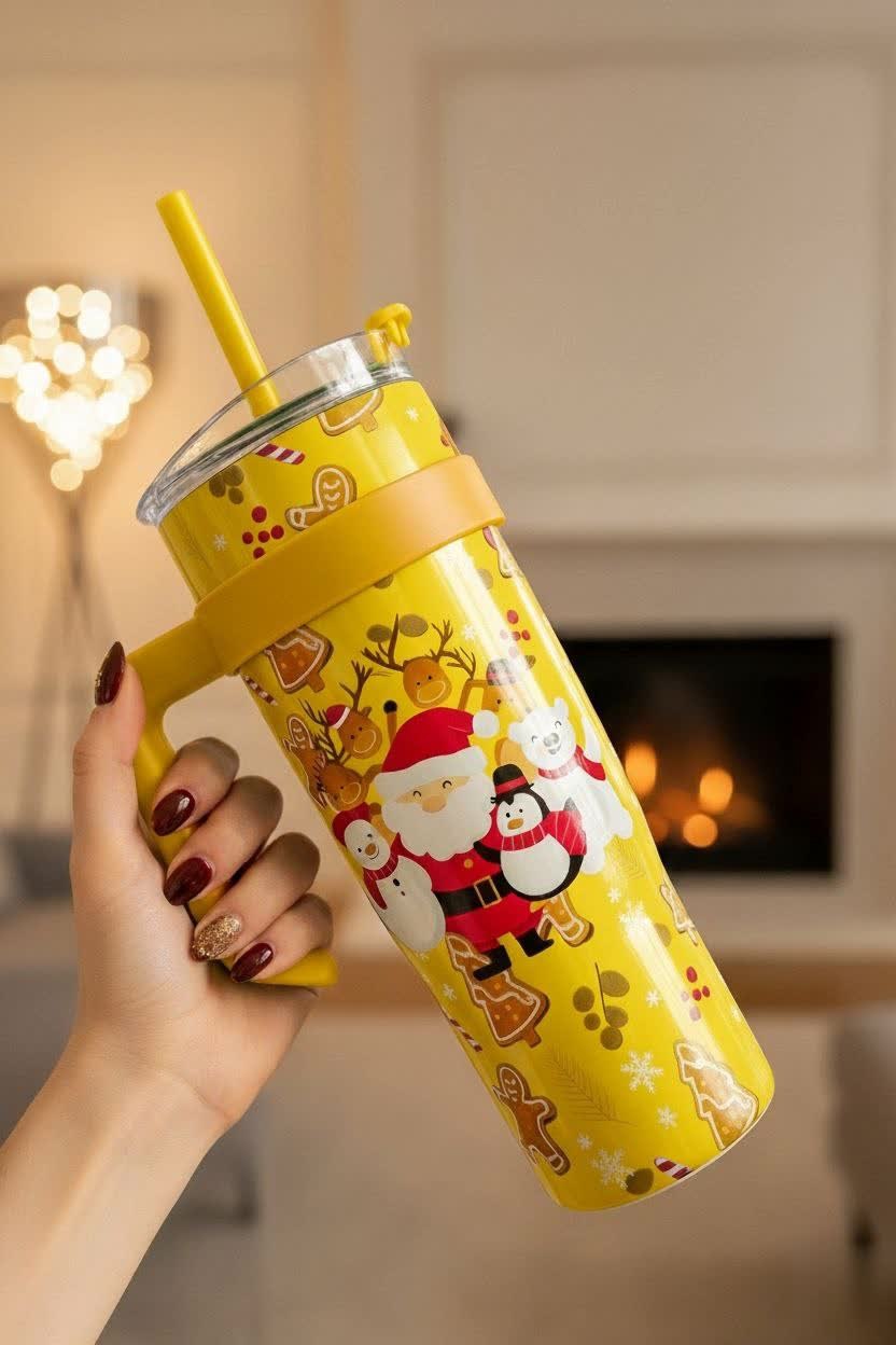 Stainless mug with straw
