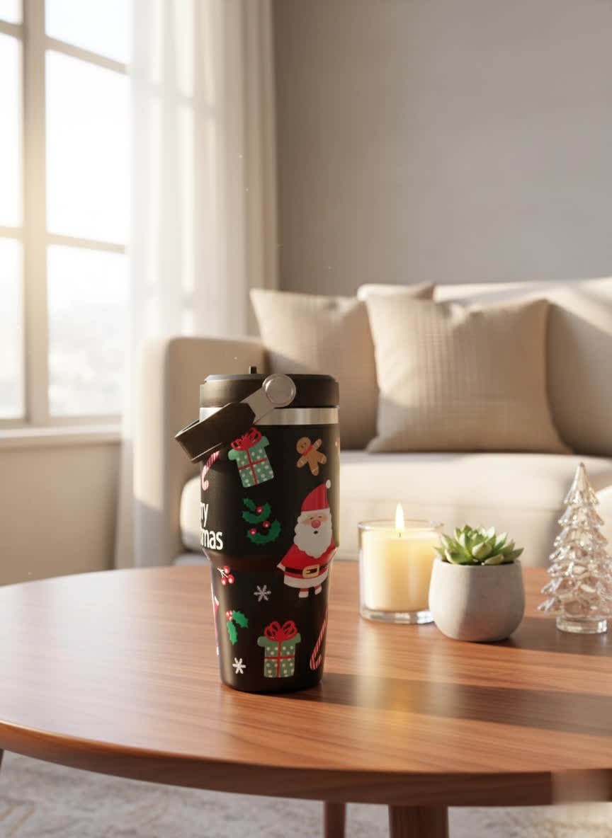 Stainless steel mug with handle