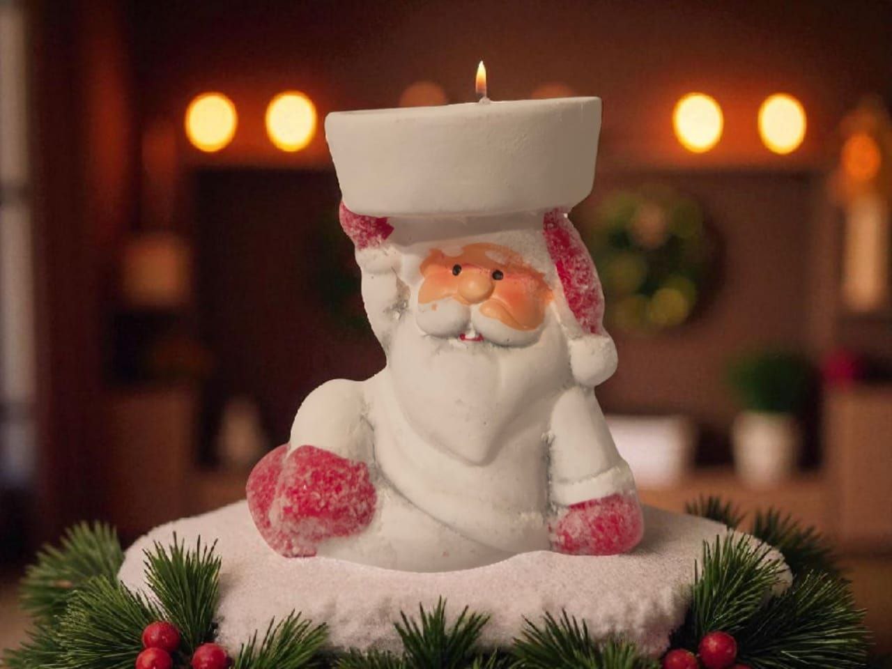sitting santa candle
