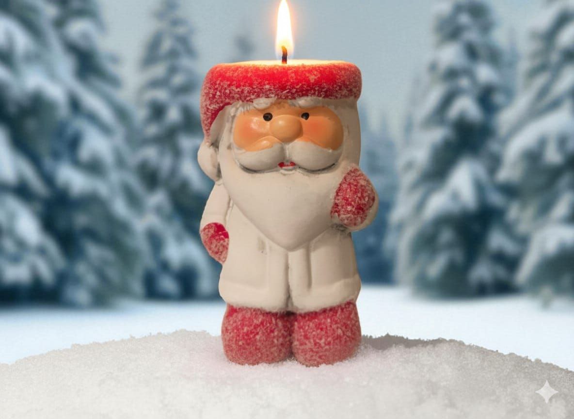 Santa standing candle