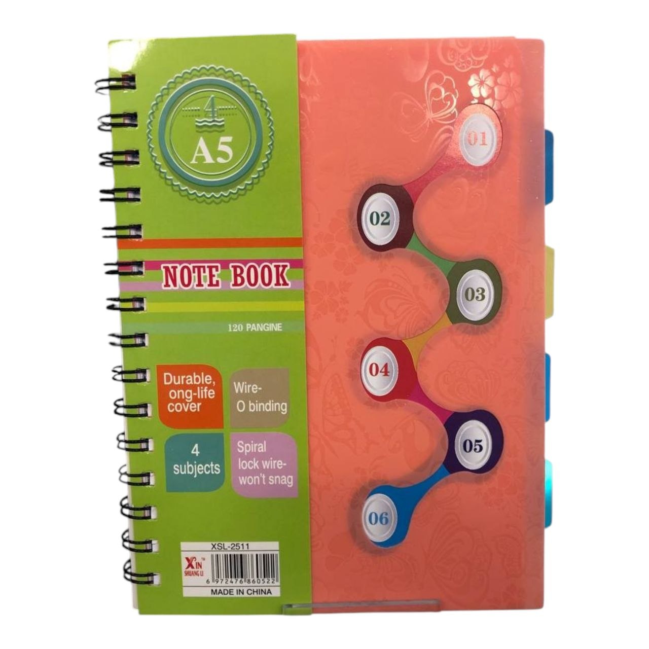 Orange spiral notebook