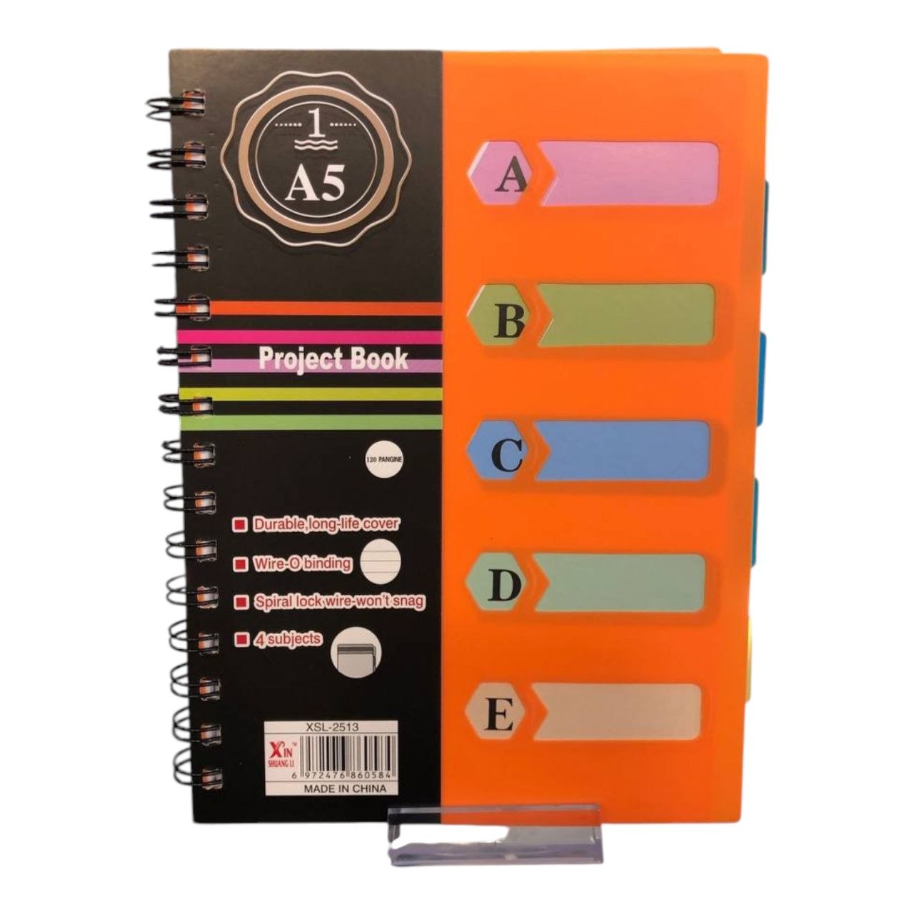 Orange spiral notebook