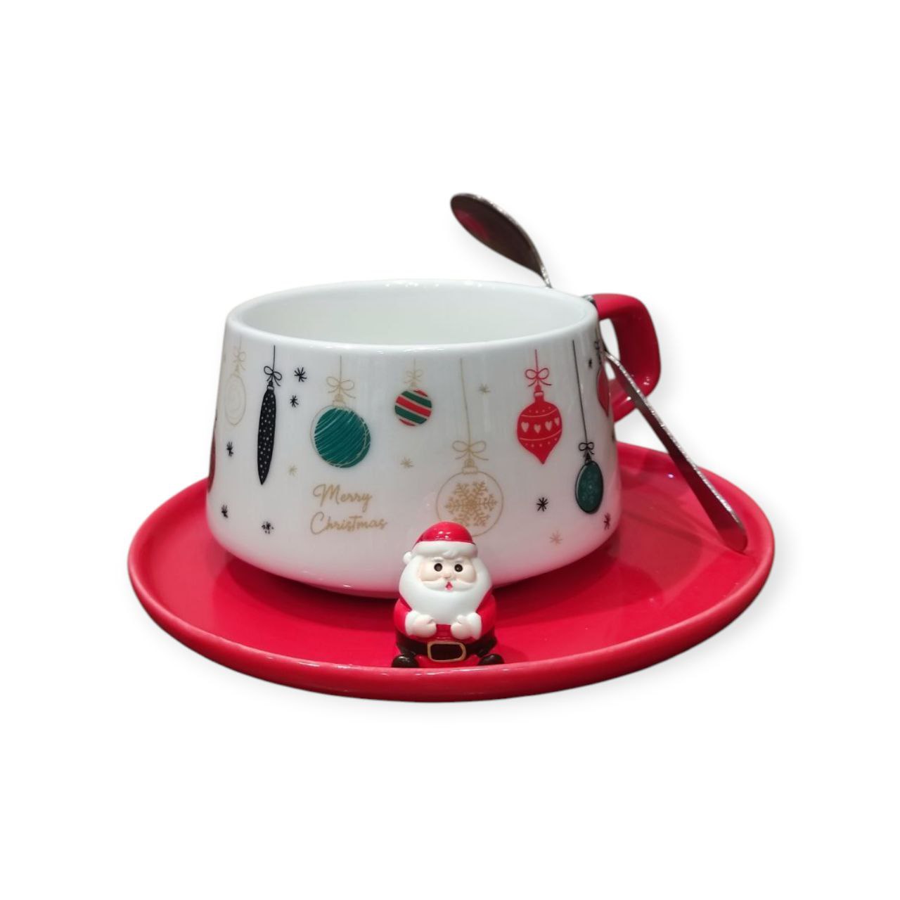 Christmas mug with plate and spoon