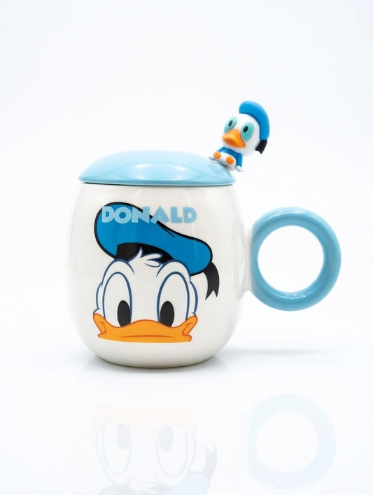 Donald Duck flip-top mug with lid and spoon