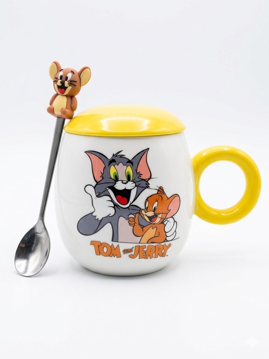 Tom and Jerry cup with lid and spoon