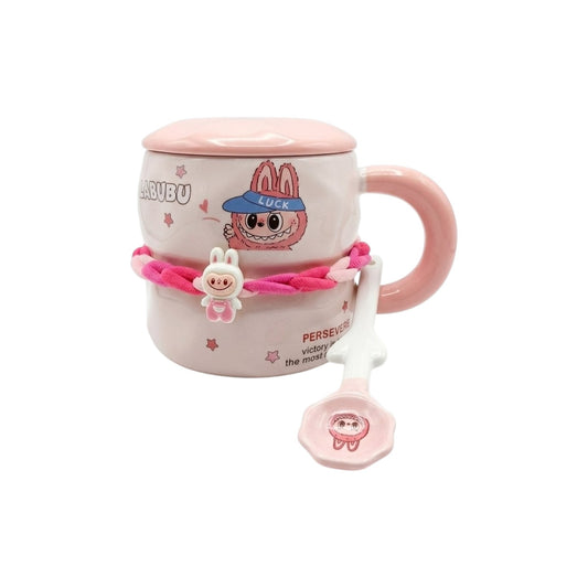 Pink Labobo Mug with Lid and Spoon