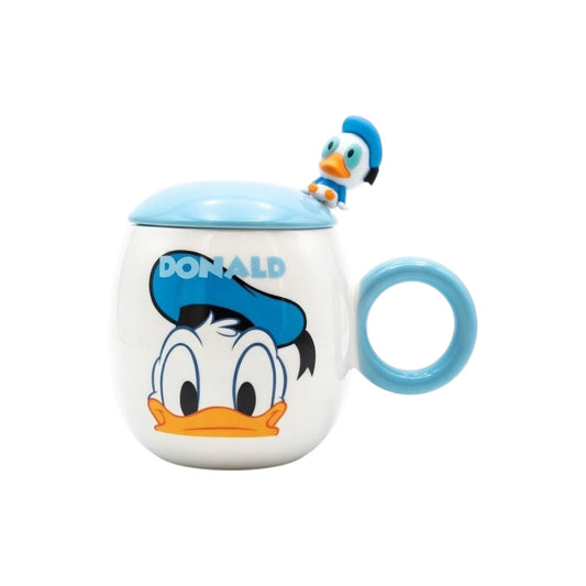 Donald Duck flip-top mug with lid and spoon