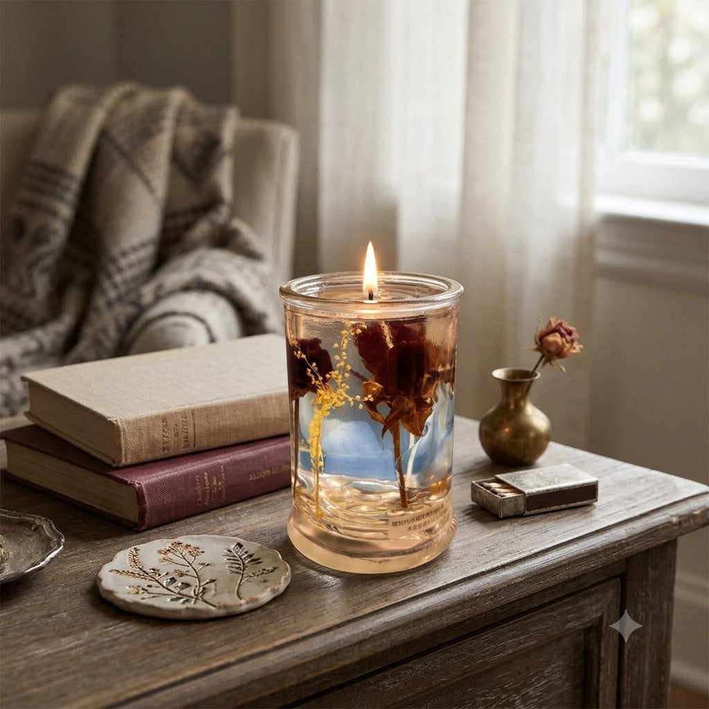 Rose-scented jar candle