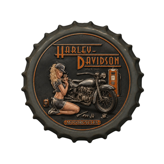 Decorative metal bottle cap sign