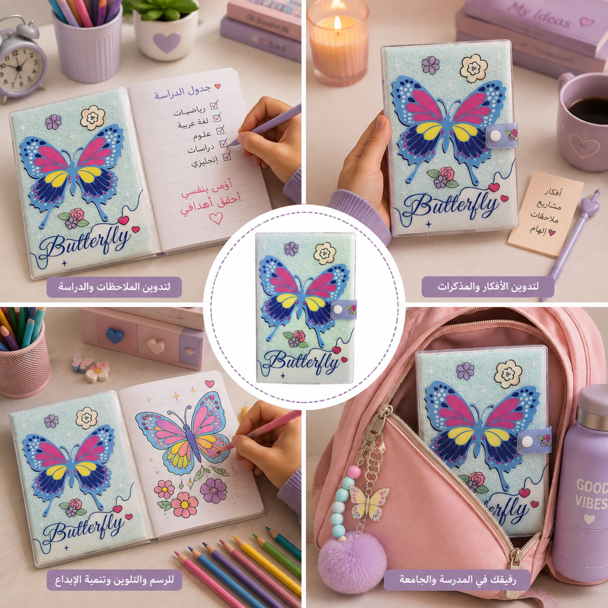 "Butterflies" Snap-Closure Furry Notebook