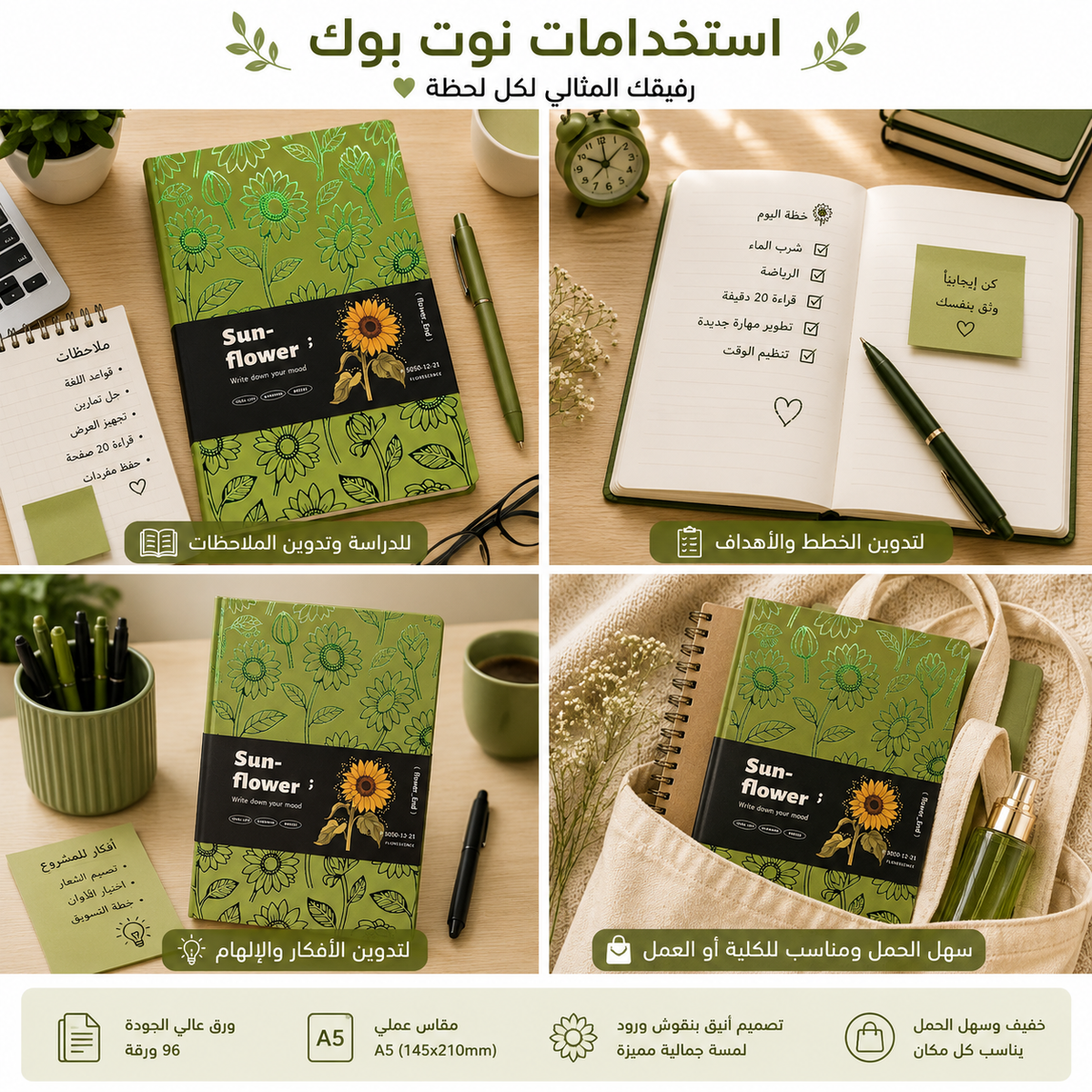 Green A5 Laser Notebook