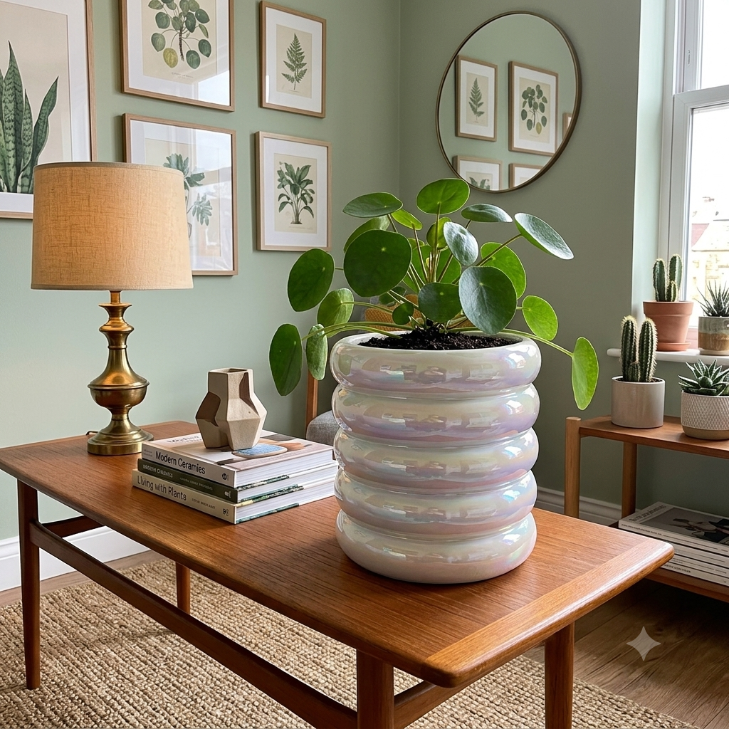 Metallic ceramic planter