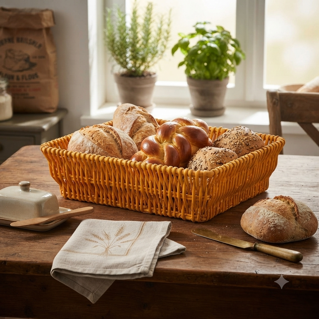 Rectangular woven palm-leaf basket
