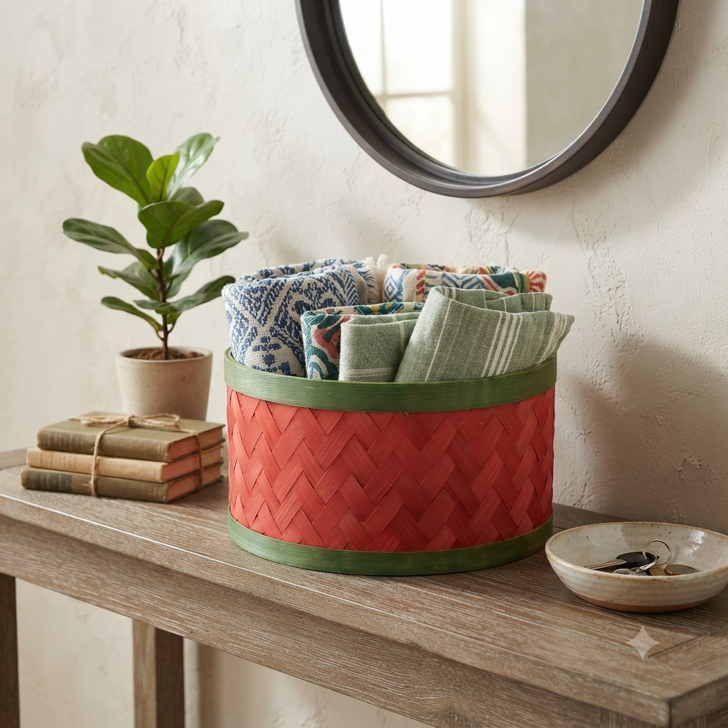 Medium-sized colorful wicker gift basket