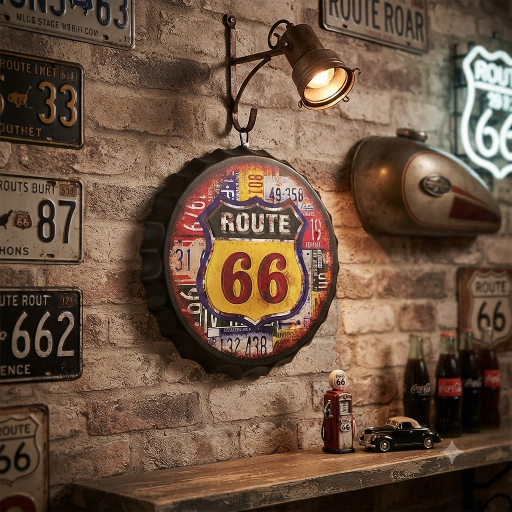 Decorative metal bottle cap sign