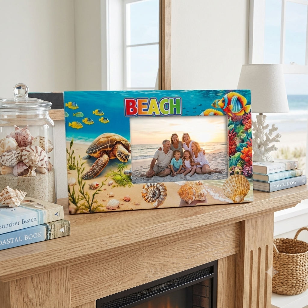 10x15cm Decorative Ceramic Frame – Seaside Theme