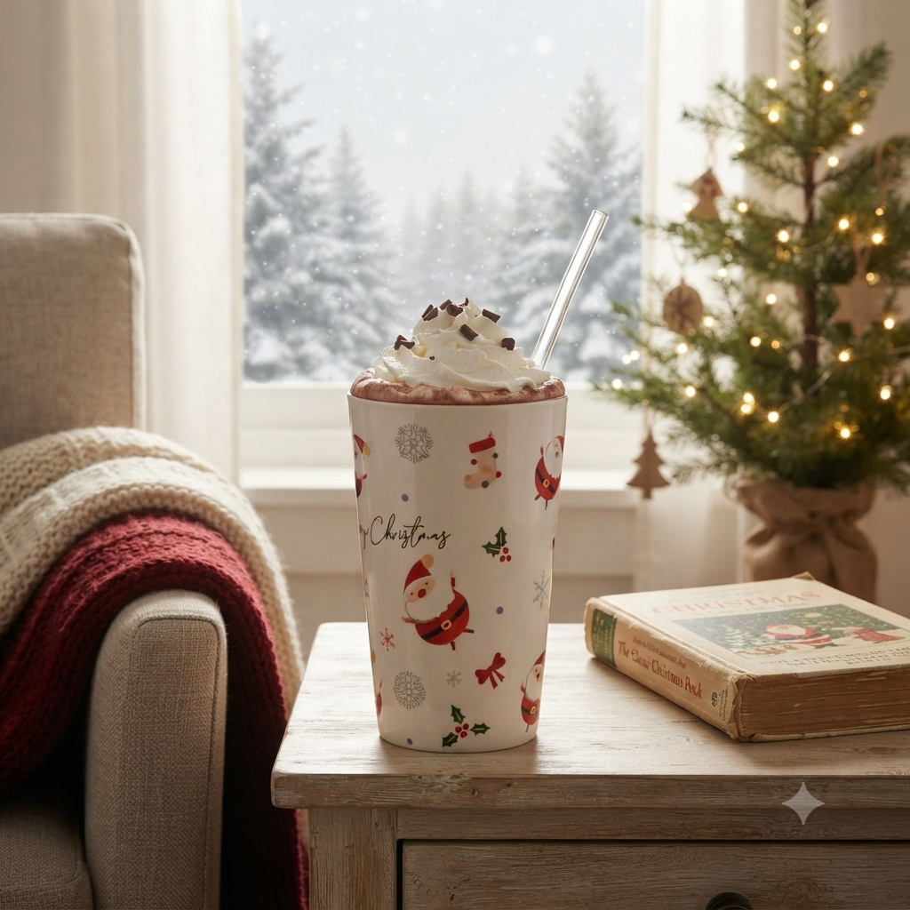 Christmas mug with straw