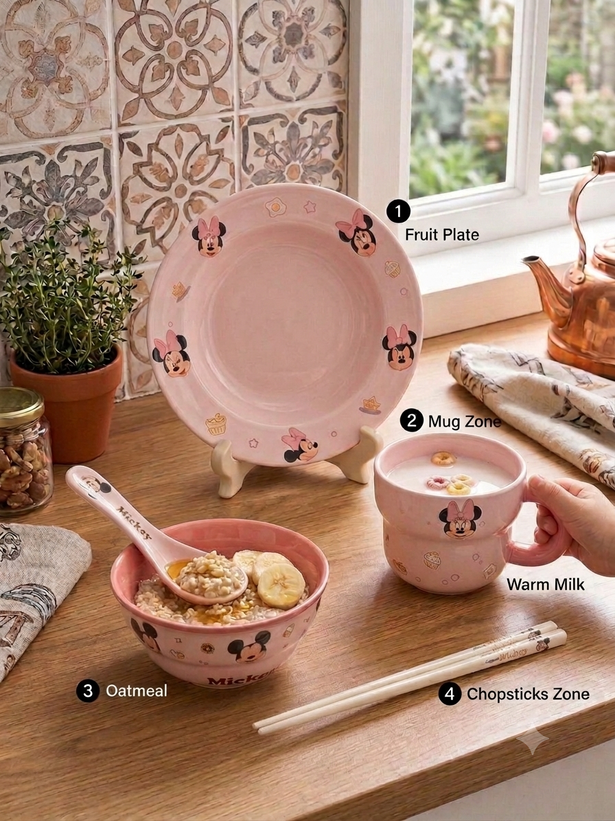 Set Of 5pcs Pink Minnie Mouse