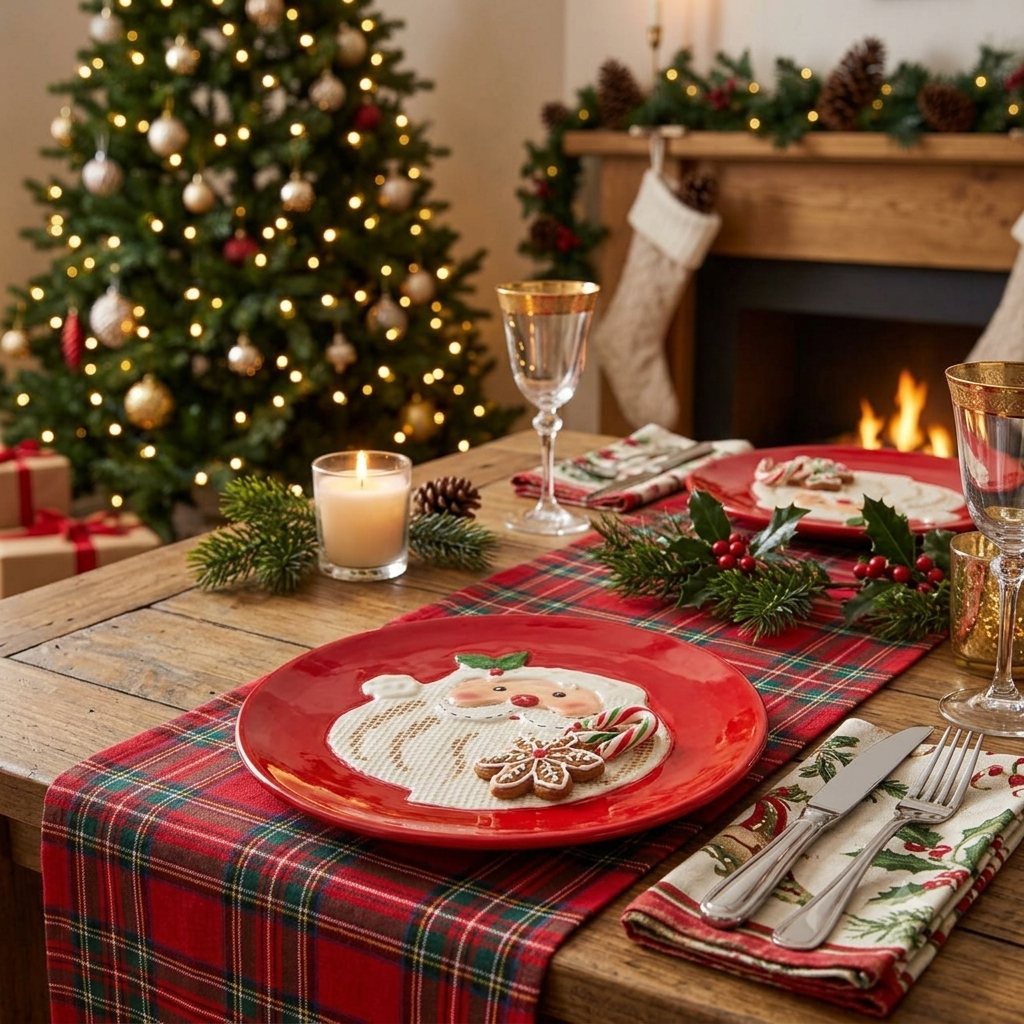 Red ceramic Santa plate