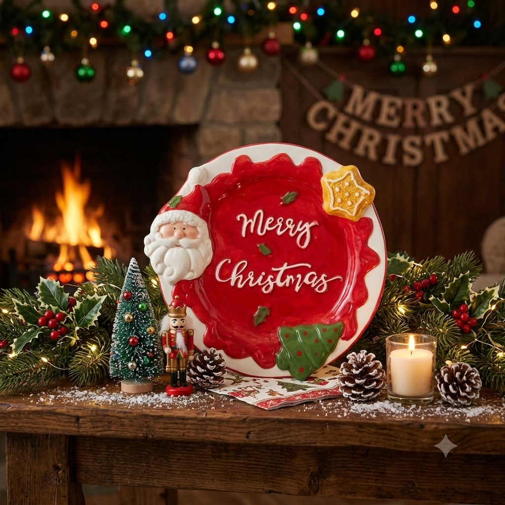 Red Christmas Plate