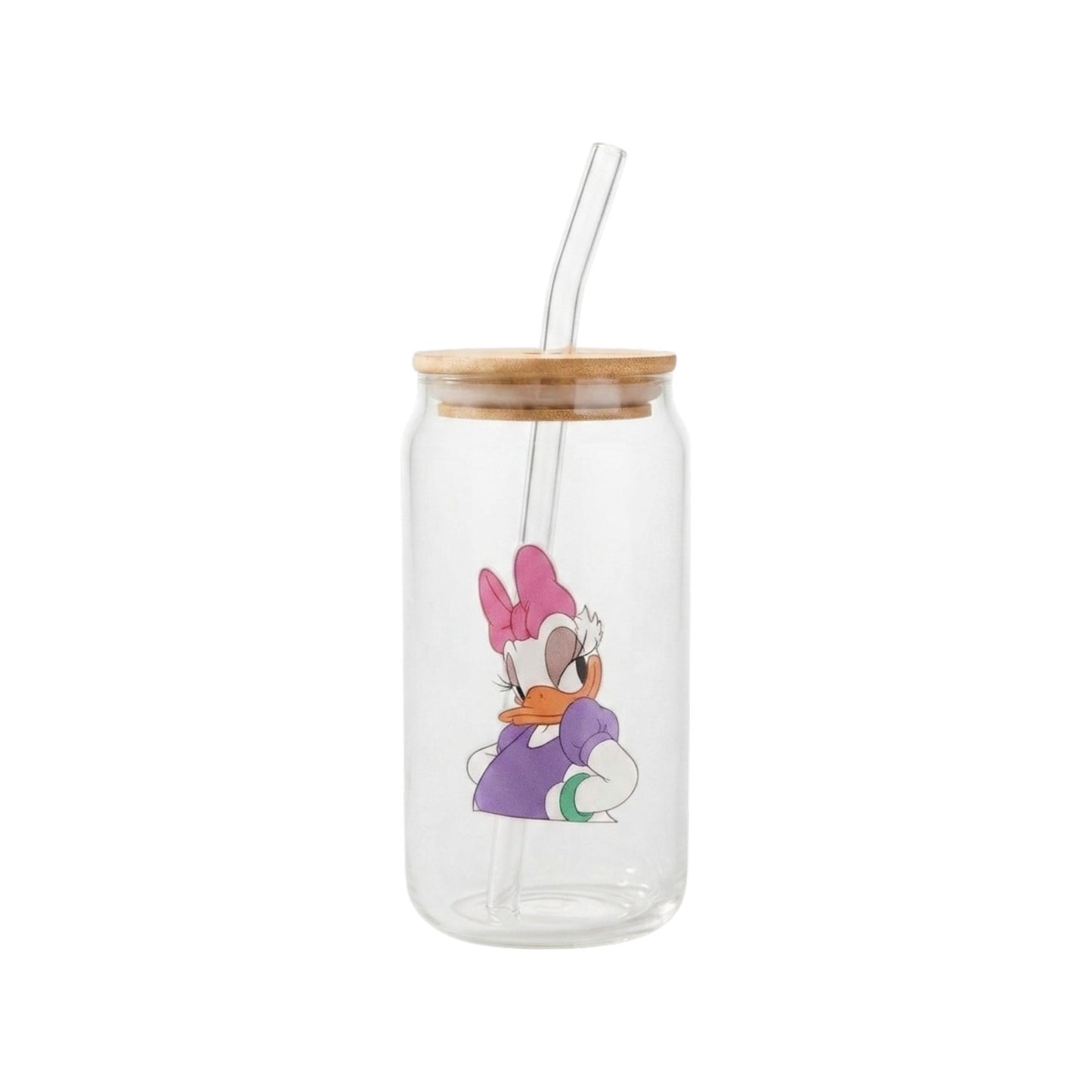 Glass mug with a straw