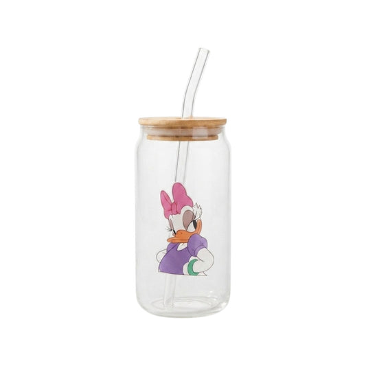 Glass mug with a straw