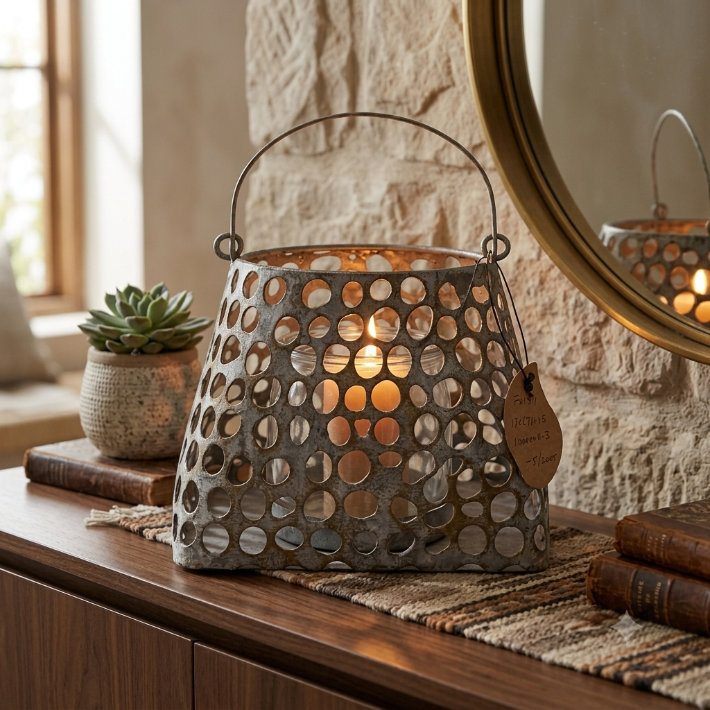 Gray metal candlestick