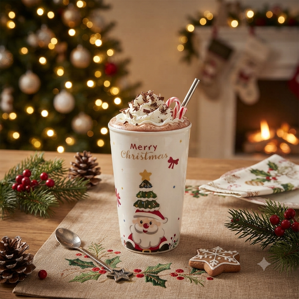 Christmas mug with straw
