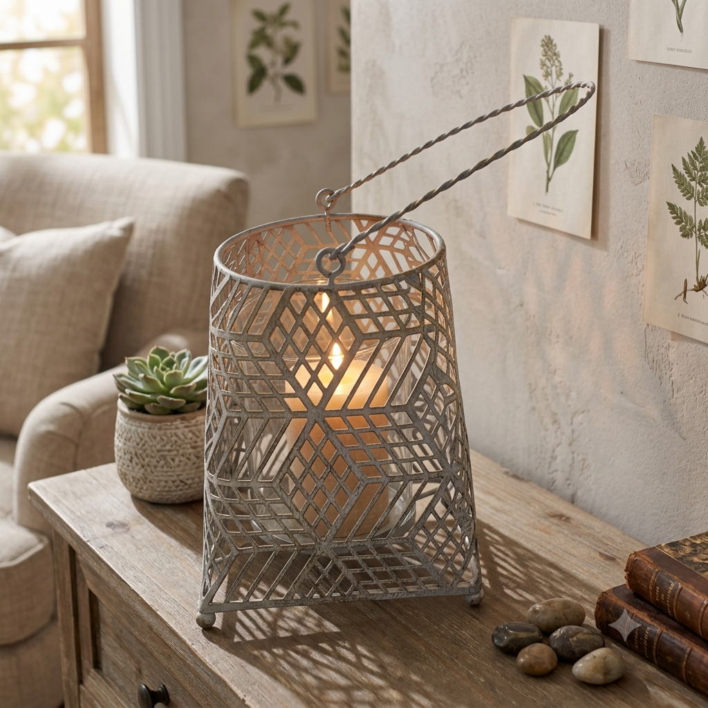 Gray metal candlestick