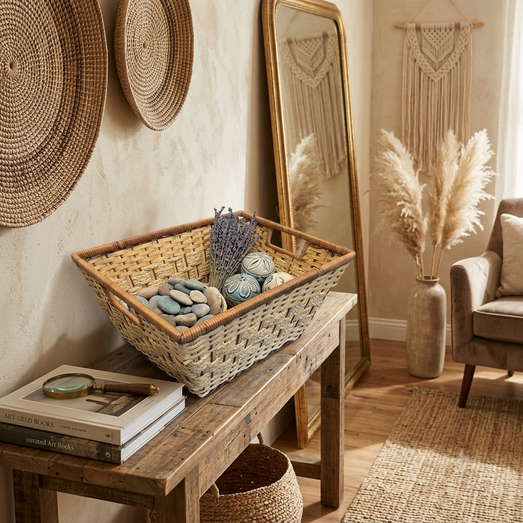 Wicker storage basket