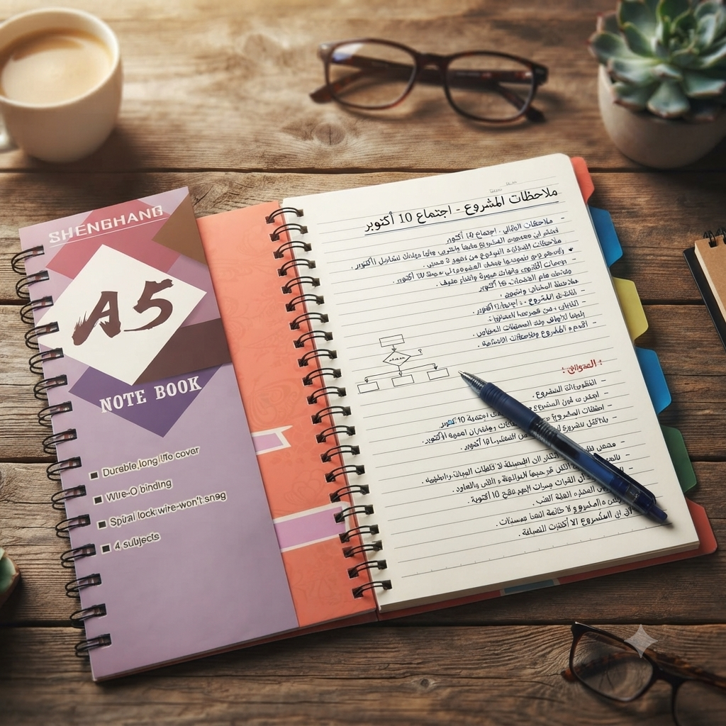 Orange spiral notebook