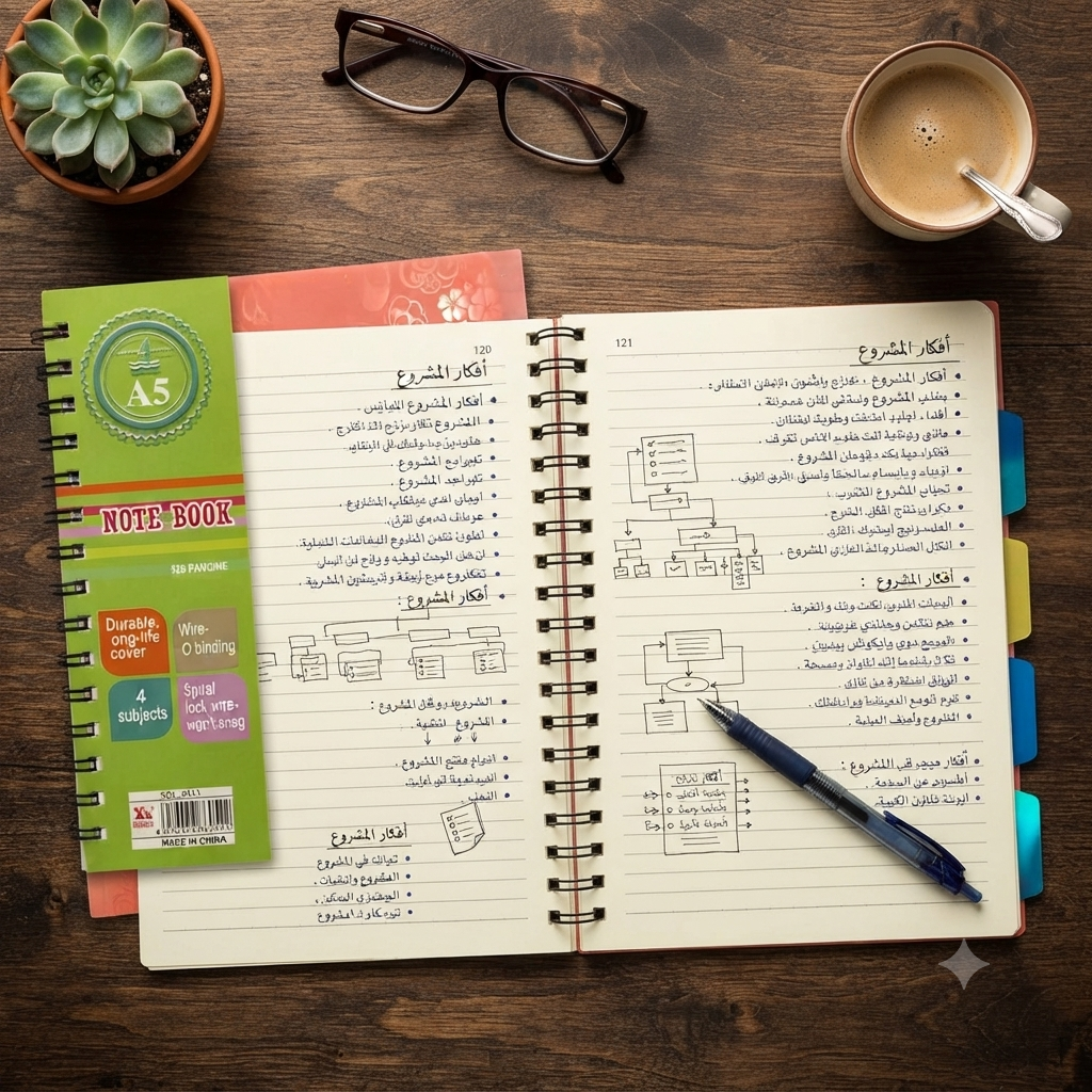 Orange spiral notebook