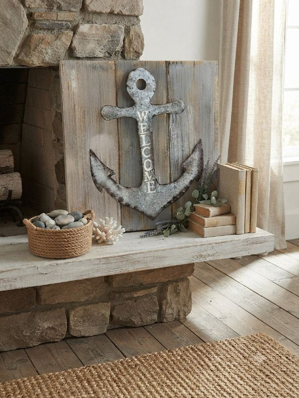 Decorative wooden frame with a nautical theme